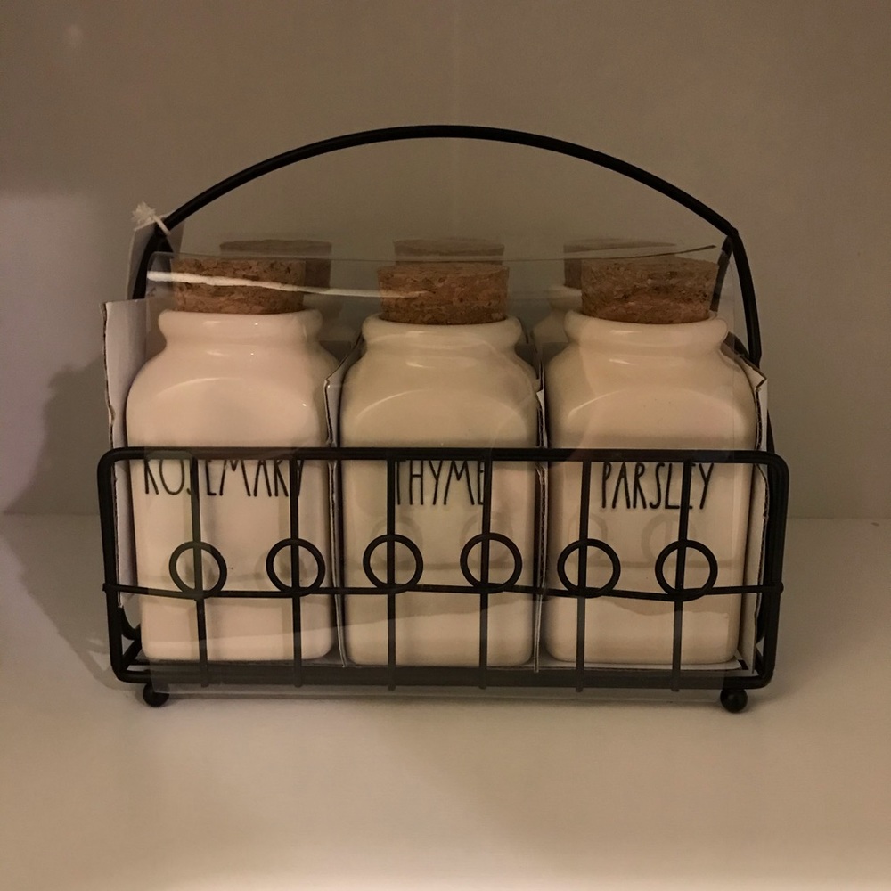 Rae Dunn Artisan Collection Herb Spice Jars Caddy